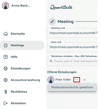 Moderator einschalten