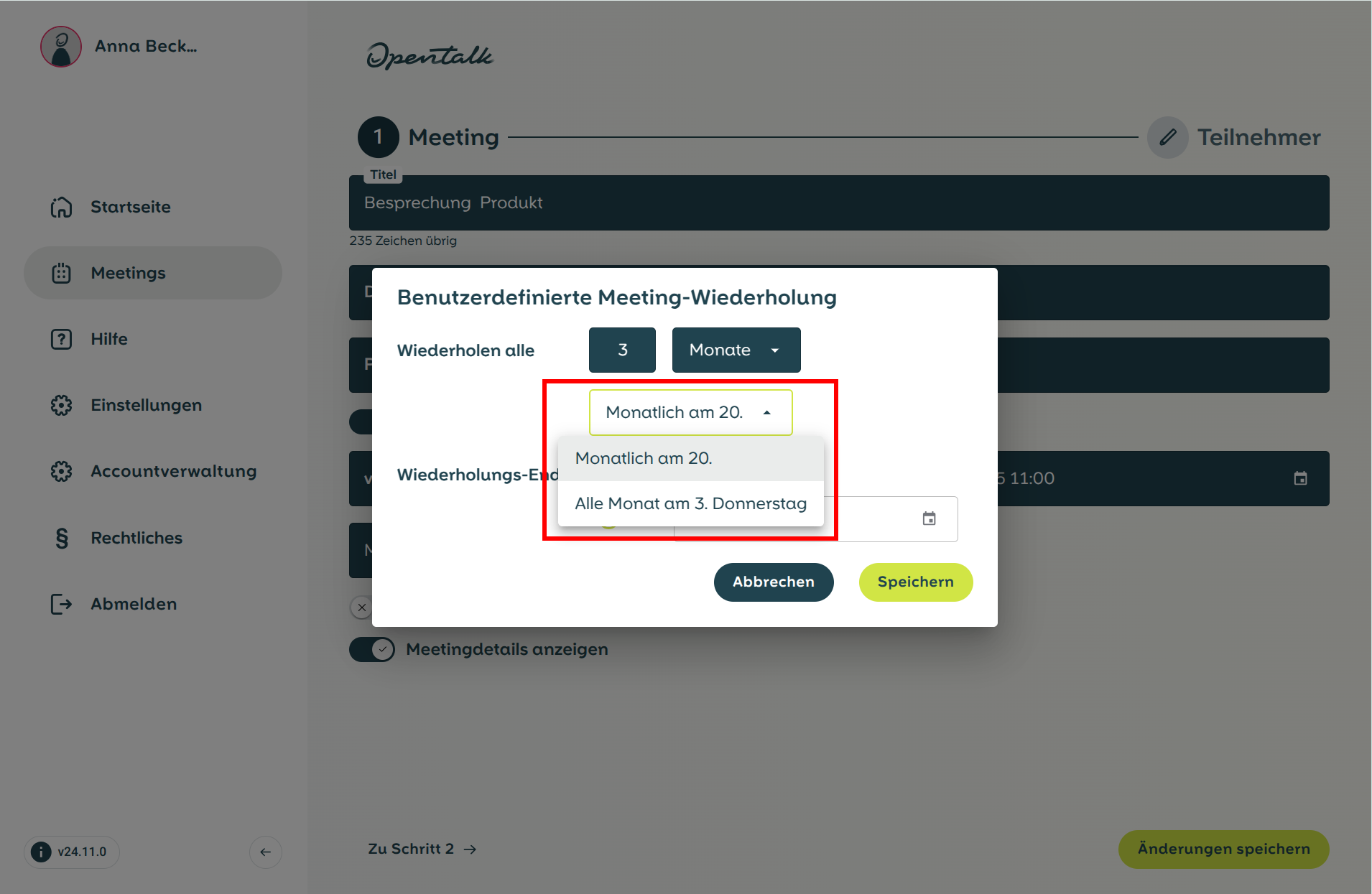 Serientermin alle 3 Monate