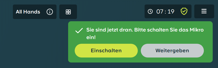 Redestab Mikrofon einschalten oder weitergeben