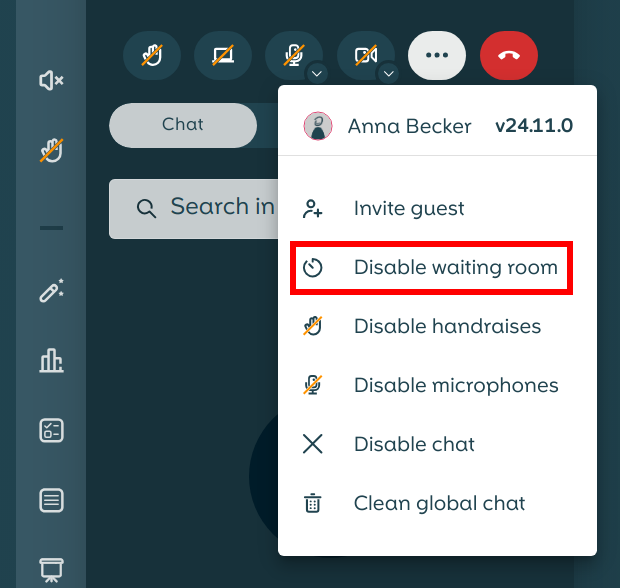 Disabling the waiting room