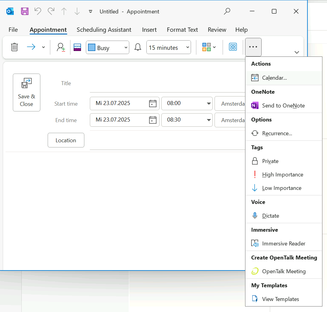 Open the creation of a new OpenTalk
