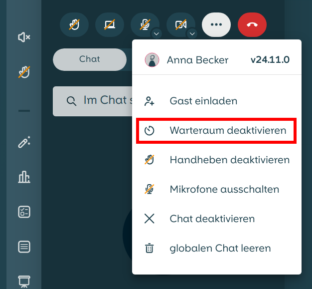 Warteraum deaktivieren