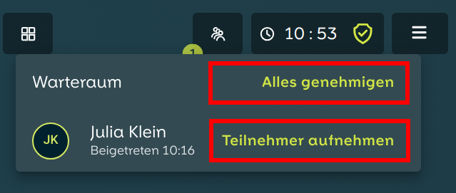 Warteraum Teilnehmer