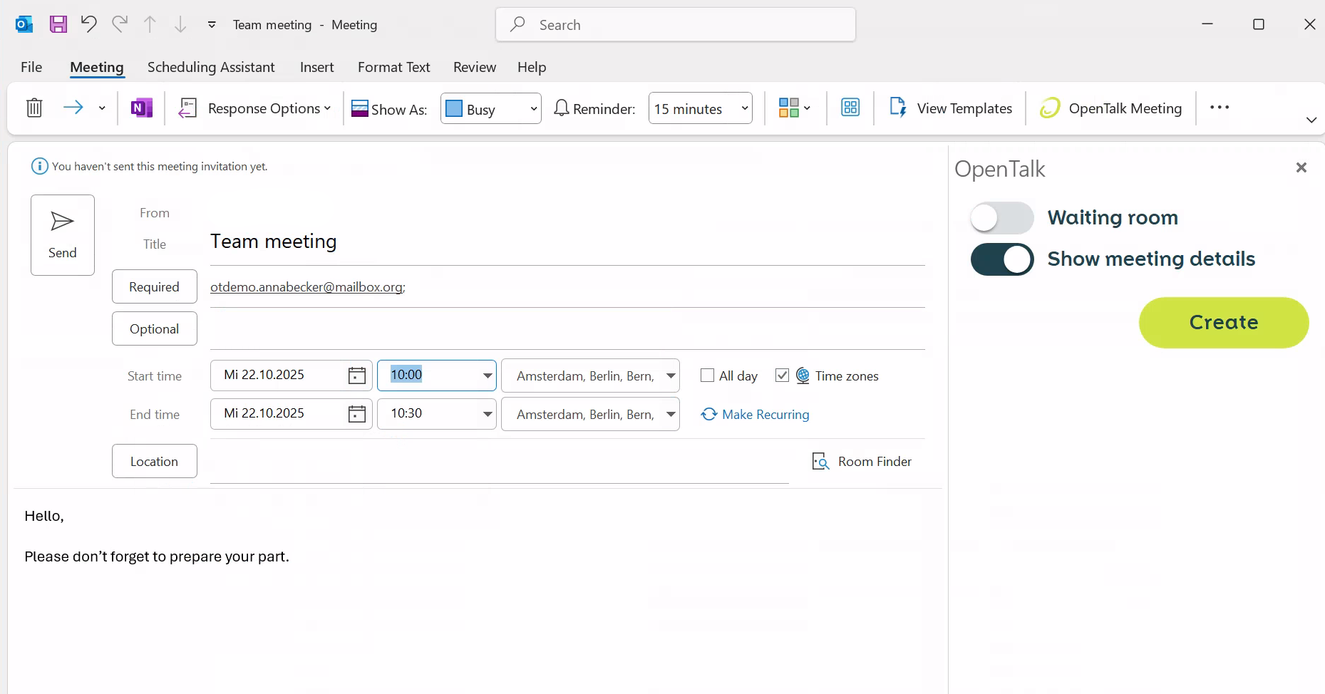 Create a meeting