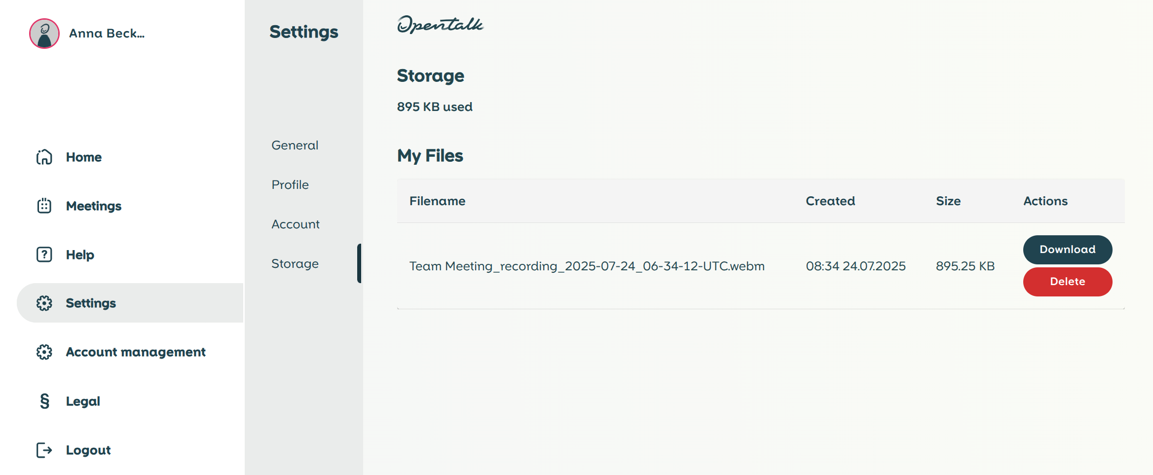 Recording storage