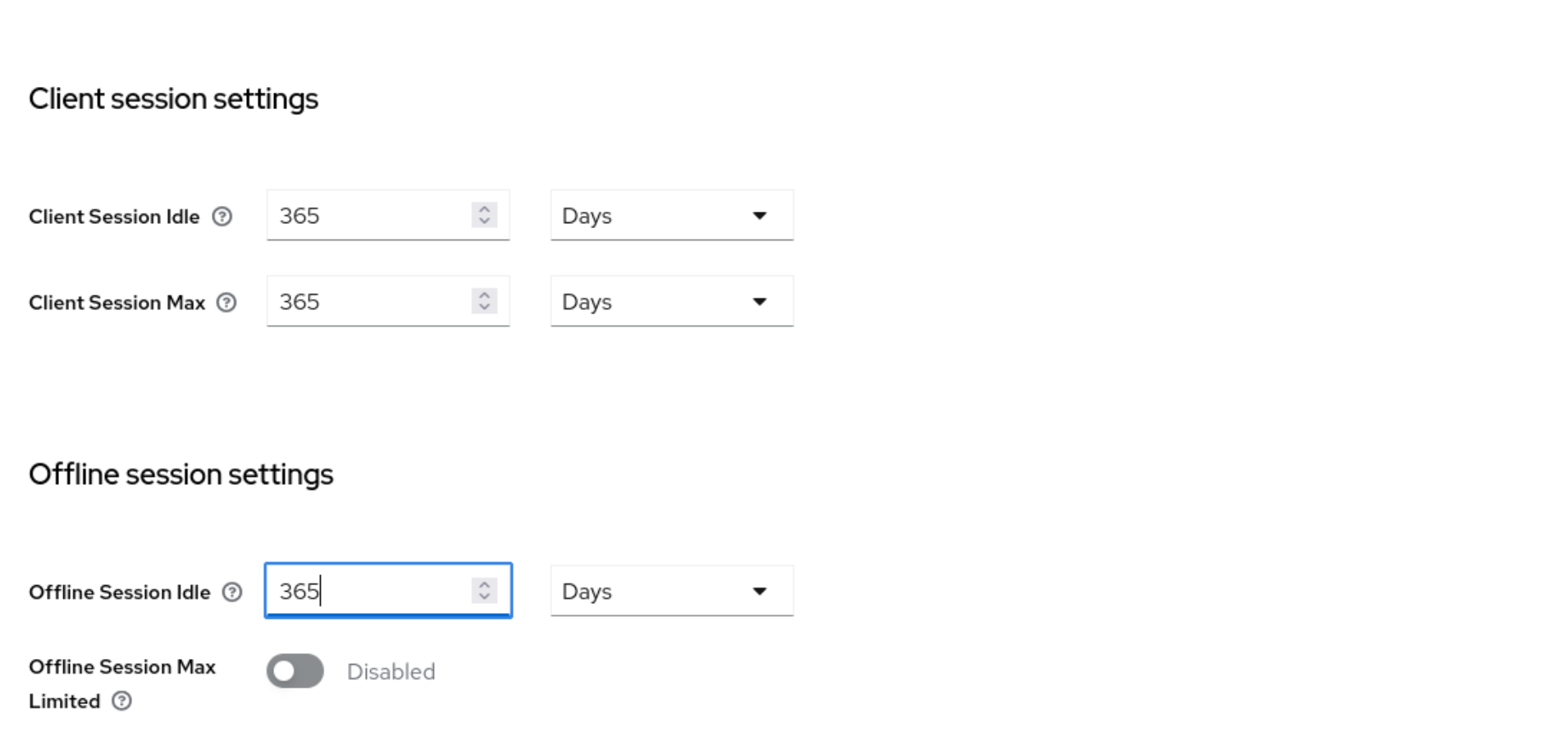 Keycloak Session Times