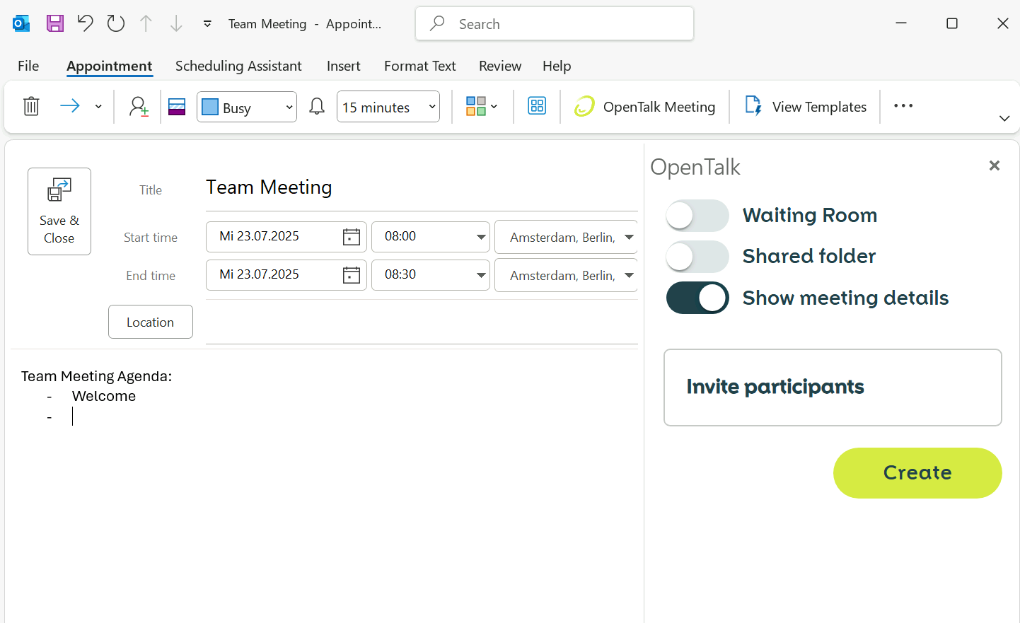Create Meeting